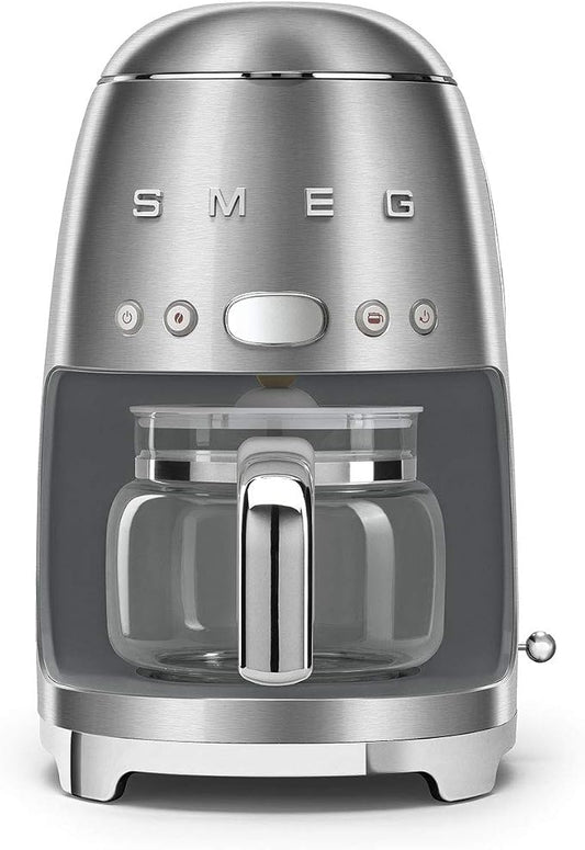 Smeg 50's Retro Style Aesthetic Drip Coffee Machine with 10 Cup Glass Carafe, Auto Start Feature, Keep Warm Plate, and Two Coffee Strength Settings (Brushed Stainless Steel) by Unknown