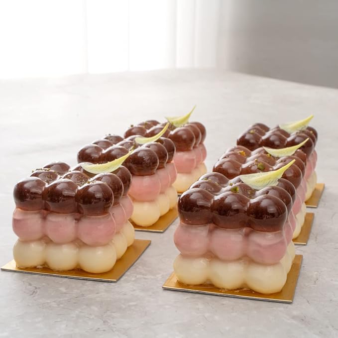 Restaurantware Pastry Tek Silicone Bubble Cube Baking Mold - 6-Compartment - 10 count box