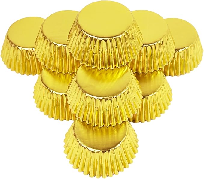 qiqee Foil Cupcake Liners, 300 Count, Standard Size, Gold - Image 6