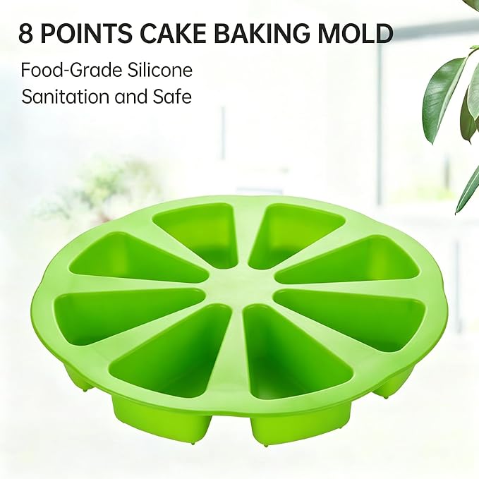 Silicone Dessert Mold Silicone Cake Mold Baking 8 Cavity Non Stick Multipurpose Baking Pan Easy Release Flexible with 8 Connected Cavities for Cakes Bread Chocolate Pizza (Green) - Image 2