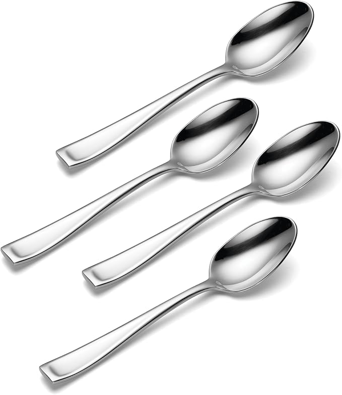Oneida Moda Dinner Spoons Silverware Set for 4, Flatware | 18/10 stainless steel, mirror finish | dishwasher safe | great for soup or everyday dining, cutlery set - Image 2