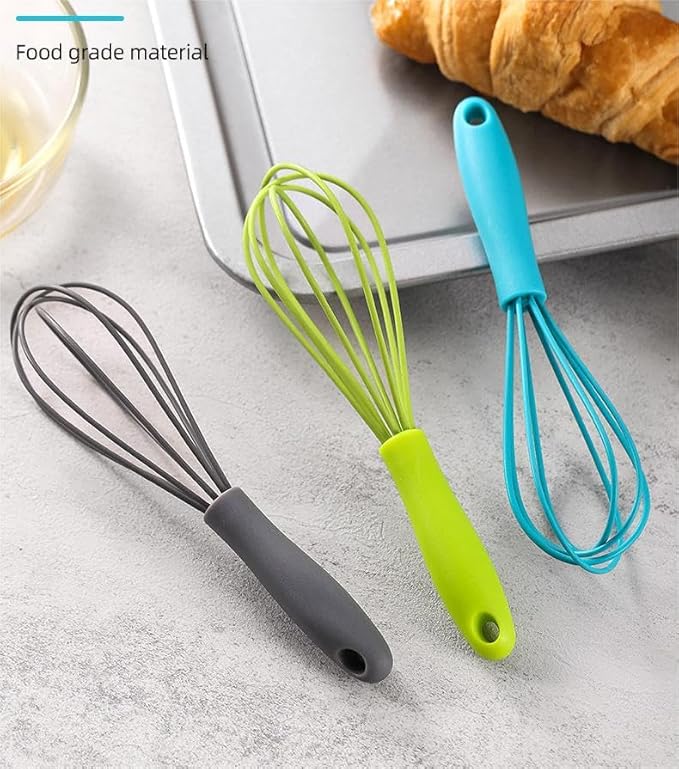 Mini Silicone Whisk, 12-Pack Portable Egg Whisk, Small Whisks For Cooking, Manual Handheld Milk Frothers, Household Egg Blender Silicone Whisks For Cooking (12PCS-Blue)