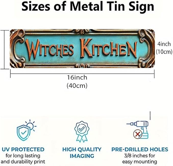 Bar Sign Bar Gifts Vintage Metal Wall Decor Sign"WITCHES KITCHEN" Street Sign Funny Man Cave Decor Accessories for Home, Bar, Bathroom, Bedroom Unique Retro Tin Signs for Outdoor 4 X 16 inches - Image 4