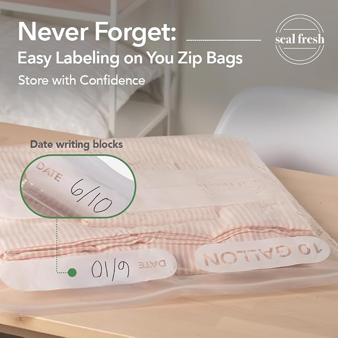 Seal Fresh 10 Gallon Large Plastic Storage Bags – 24" x 24" (30 Count) – Reusable XXL Extra Large Clear Jumbo Zip Bags with Sealable Zipper Top For Clothes, Travel, Moving - Image 6