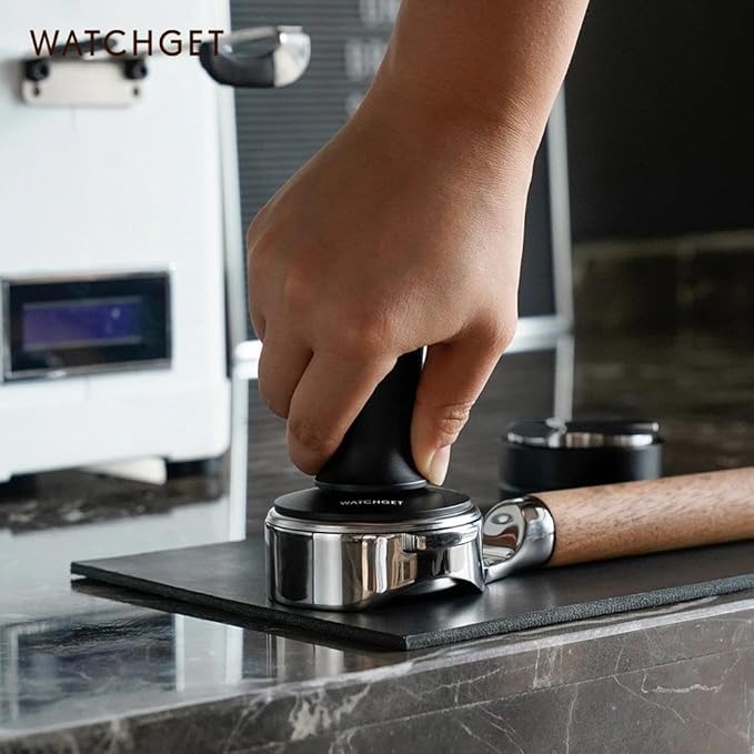watchget 58mm Espresso Coffee Tamper 30lbs Double Spring Loaded Tamper Barista Calibrated Coffee Tamper Fits 58mm Portafilter Espresso Machine Anodized Aluminum Handle and Stainless Steel Flat Base