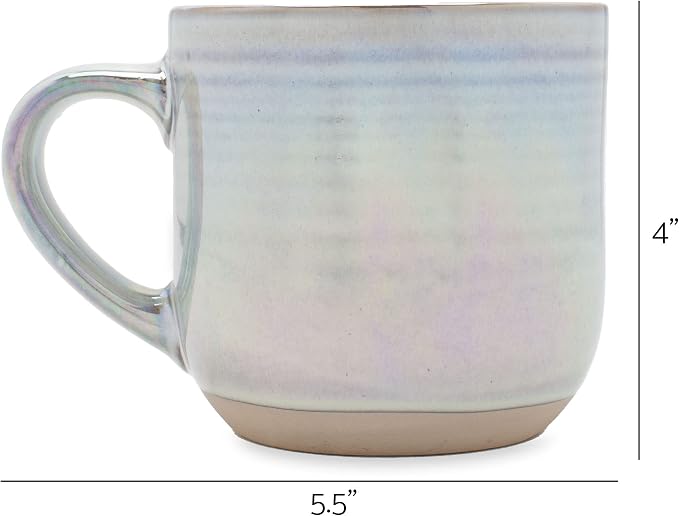 Elanze Designs Glossy Reactive Glaze Large 17 Fluid Ounce Everyday Kitchen Food Grade Ceramic Stoneware Coffee Mug Cup with Comfort Curved Handles, Set of 4, White - Image 5