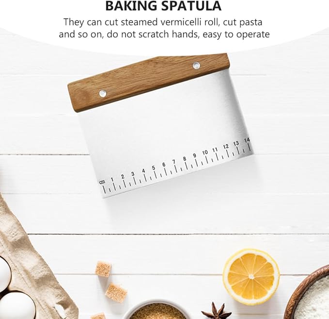 Dough Scraper Smooth Surface Baking Tool 2 Pcs Stainless Steel with Measurement Scale and Comfortable Handle Dough Cutter Random Color for Bread and Pastry Baking - Image 8
