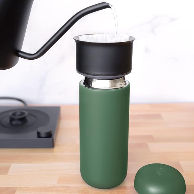 Fellow Carter Move Ceramic Lined Travel Coffee Mug 16 oz - Leak-Proof Lid | No Metallic Taste, Dishwasher Safe, Hot 12Hr Cold 24Hr, Stainless Steel Tumbler, BPA-Free, Fits Cup Holders, Cargo Green - Image 7