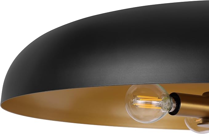 LamQee 20 Inch Oversized Large Pendant Lights, 3-Lights Black and Gold Modern Dome Chandelier, Industrial Metal Pendant Lighting Fixture Ceiling Hanging for Kitchen Island, Dining Room Over Table, Bar - Image 8