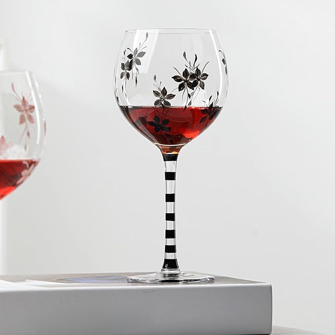 Unique Glass Goblet with Intricate Hand Painting Wine Glass Transparency High-Arched Cup Glassware for Gifting Drinkware Wine - Image 7