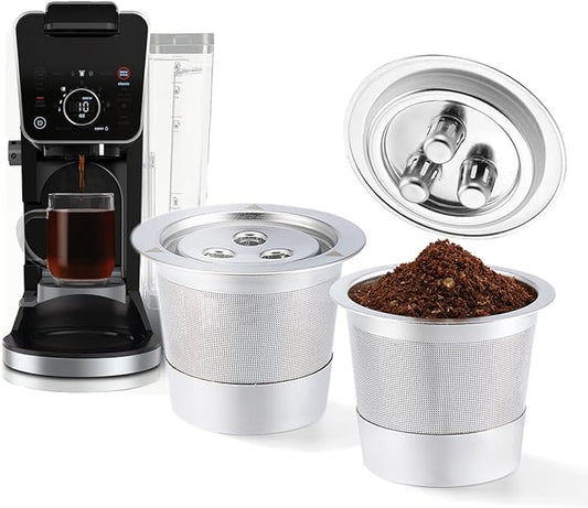 2 Pack K Cups Reusable Coffee Pods for Ninja Dual Brew Coffee Maker Stainless Steel Permanent K Cups Filters Coffee Accessories Compatible with Ninja CFP201 CFP301 Dual Brew Pro Machine