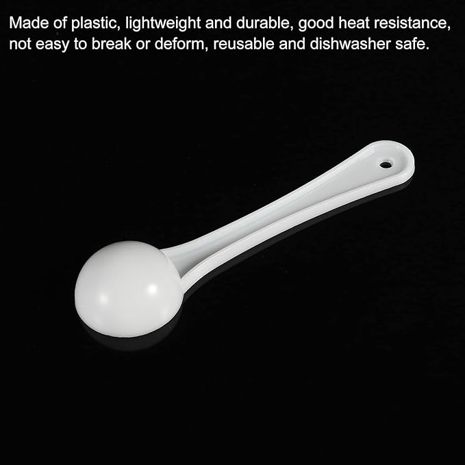 MECCANIXITY Micro Spoons 1 Gram Measuring Scoop Plastic Round Bottom Mini Spoon with Hanging Hole for Home Kitchen Powder Measurement Baking 50Pcs
