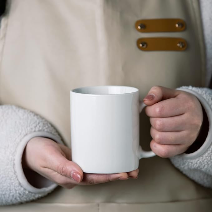GBhome 12 OZ Off White Coffee Mugs, Ceramic Coffee Mugs with Large Handle for Man, Woman, Light Weight Coffee Mugs Set of 12 for Latte/Cappuccino/Cocoa/Milk, Dishwasher & Microwave Safe - Image 6