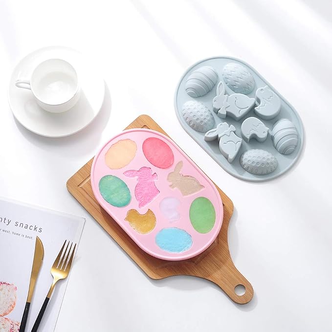 2Pack Easter Rabbit Bunny Egg Silicone Molds, 3D Easter-theme Baking Mould Tray DIY Baking Tool for Chocolate Cake Dessert Candy Mousse Pastry Soap - Image 6