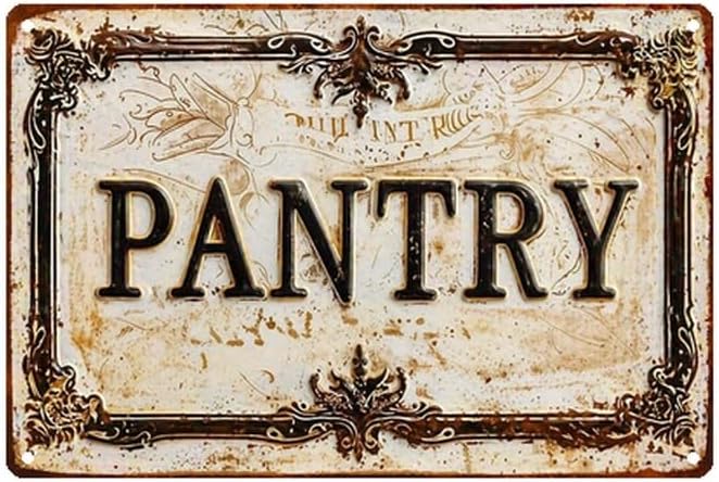 Vintage Retro PANTRY Metal Sign 8x12 Inch Aluminum Distressed Ornate Border Wall Decor for Home Pantry Kitchen Cafe Garage by Unknown