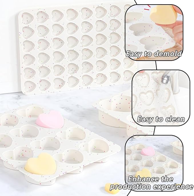 Valentine's Day Heart Silicone Molds Set of 2 Non Stick Food Grade Baking Molds for Chocolate Candy Soap Cake Decorating Perfect for Valentine's Day Gifts DIY Baking Enthusiasts