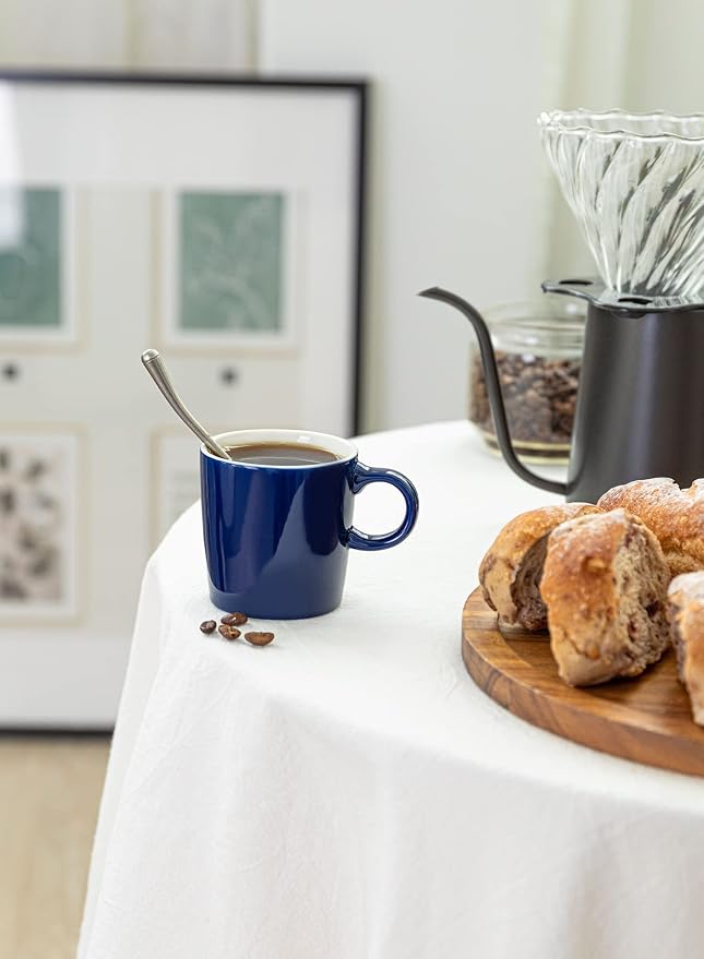 Sweese 3.5oz Porcelain Espresso Cups Set of 4, Mini Coffee Mugs Demitasse Cups - Navy - Image 7