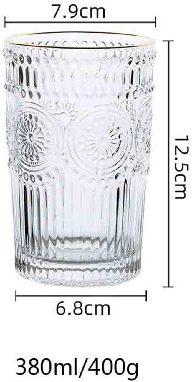 drinking glassware Drinking Glasses Sunflower Embossed Glass Cup(Large) - Image 2
