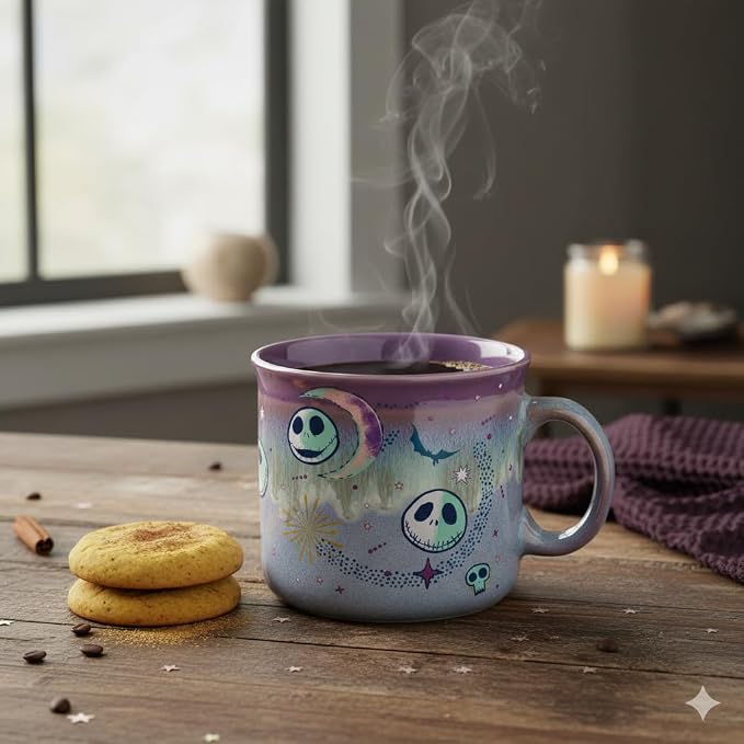 Silver Buffalo Disney Nightmare Before Christmas, Ceramic Camper Mug, 20oz | Jack Skellington, Mystic Opulence, Reactive Glaze, 0.59 Liters - Image 2