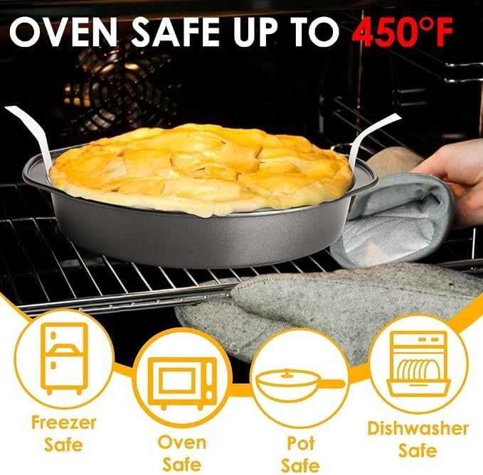 8 Inch Cake Pan, 3PCS Carbon Steel Round Cake Pans with 100 PCS Parchment Paper, Nonstick Cake Tins Flan Mold with Handle, Non-toxic & Healthy, Dishwasher Safe - Image 5