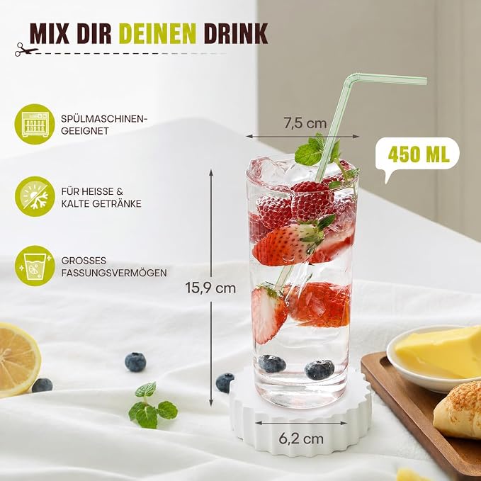Highball Glasses Set of 6, 16oz Tall Drinking Glasses, Water Glass for Kitchen, Tom Collins Glasses, Mojito Glass Cups, Cocktail Glasses for Bar Glassware - Image 2