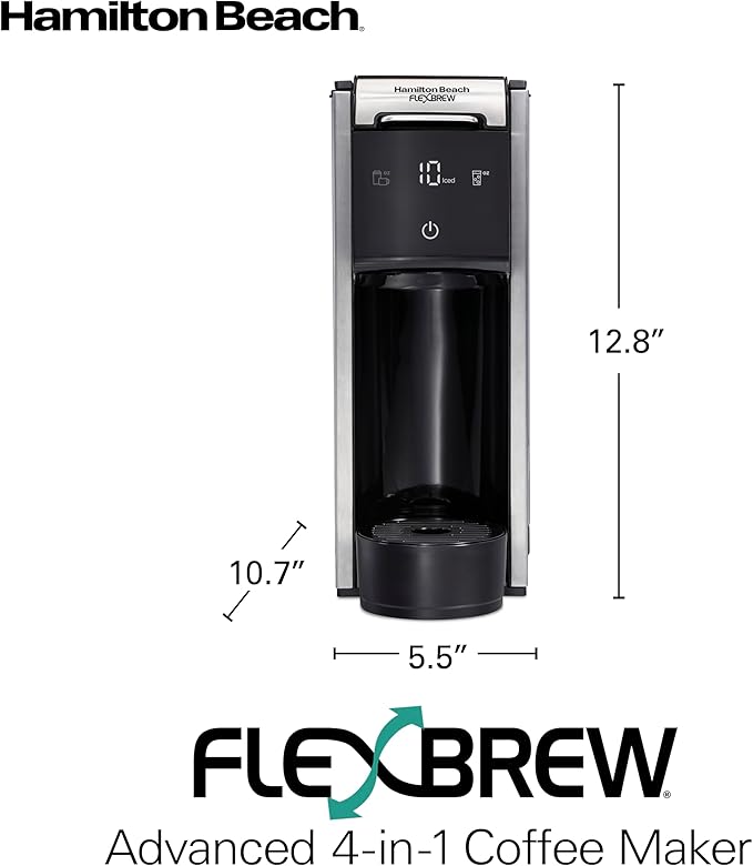 Hamilton Beach FlexBrew Advanced 4-in-1 Single Serve Coffee Maker | Hot & Iced Coffee Maker | Removable 45 oz. Reservoir | Uses Pod Packs & Grounds | Fast Brewing | Black - Image 2