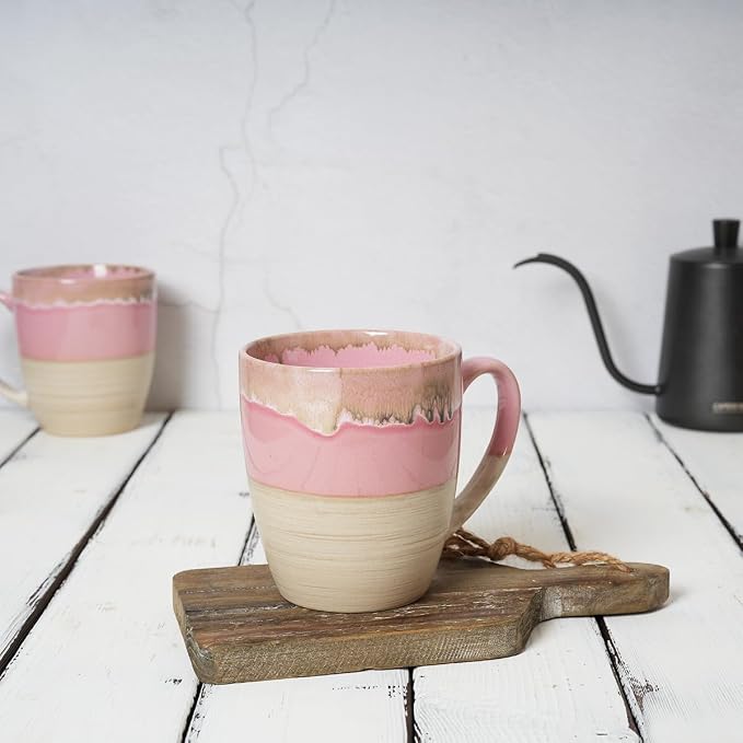 Bosmarlin Ceramic Coffee Mug Set of 4, 17 Oz, 5 Colors to Choose, Tea Cups, Dishwasher and Microwave Safe, Reactive Glaze (Pink) - Image 4