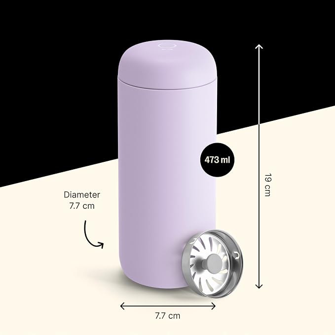 Fellow Carter Move Ceramic Lined Travel Coffee Mug 16 oz - Leak-Proof Lid | No Metallic Taste, Dishwasher Safe, Hot 12Hr Cold 24Hr, Stainless Steel Tumbler, BPA-Free, Fits Cup Holders, Lavender Purple - Image 3