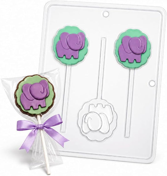 Baby Elephant Lollipop Chocolate Candy Mold 697 by CandyMoldsNMore