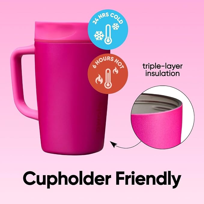 Owala SmoothSip Slider Stainless Steel Insulated Travel Mug with Handle, 100% Leak Proof, For Hot and Cold Drinks, Travel Friendly with Sliding Lock Lid, 12oz, BPA Free, Leak Proof, Read My Lips - Image 4