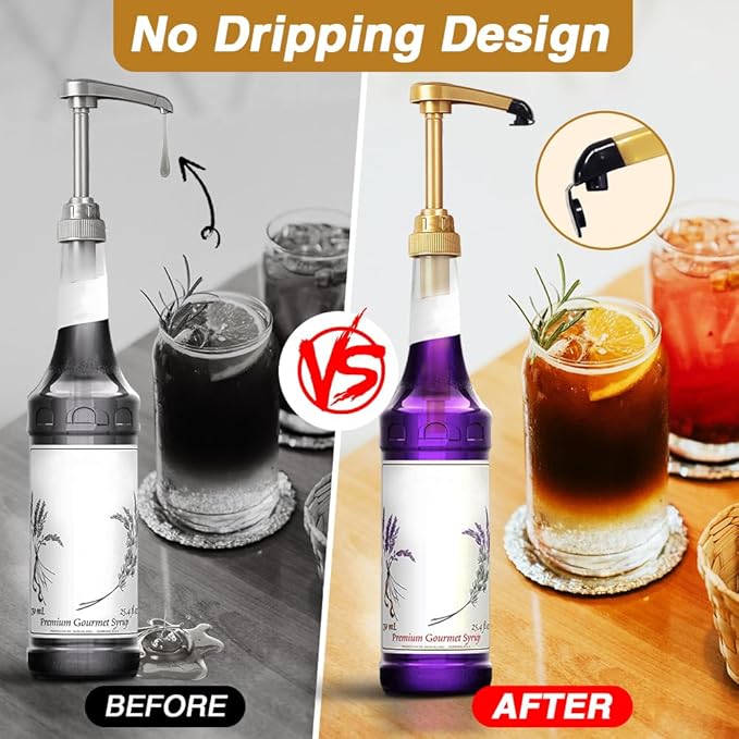 8 pcs White Syrup Pumps with Cap to Avoid Dripping, Leak Proof Coffee Syrup Dispenser, Fits 25.4 Oz Coffee Flavoring Syrup Bottles, Great for Home & Coffee Bar Drinking Mixes, Cocktails, Beverage