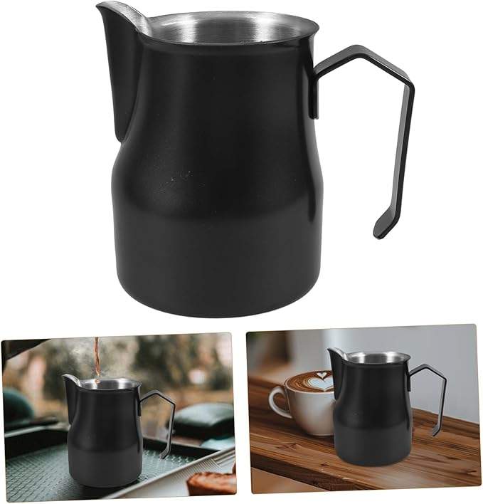 Stainless Steel Milk Frother Pitcher Thickened Metal Milk Frothing Cup with Precision Spout for Espresso Machine Accessories Coffee Bar Tool for Latte Art and Steaming