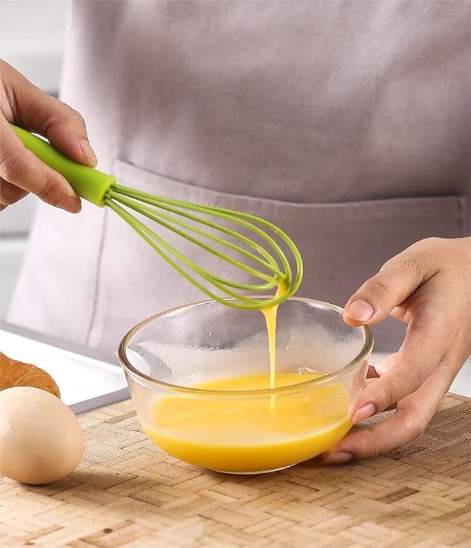 Mini Silicone Whisk, 12-Pack Portable Egg Whisk, Small Whisks For Cooking, Manual Handheld Milk Frothers, Household Egg Blender Silicone Whisks For Cooking (12PCS-Green)