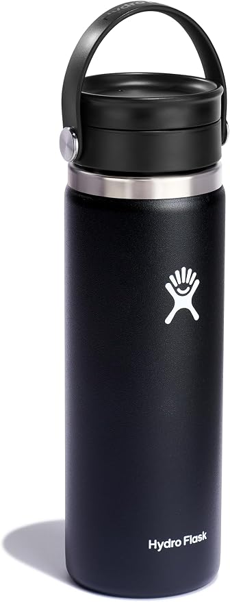 Hydro Flask Wide Mouth Bottle with Flex Sip Lid - Insulated Water Bottle Travel Cup Coffee Mug Black 20 oz - Image 2