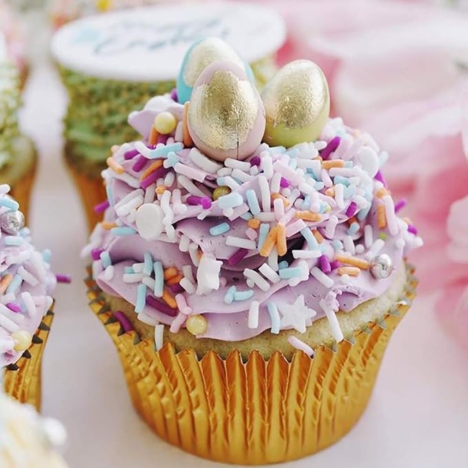 Gold Foil Jumbo Cupcake Liners Metallic Large Muffin Baking Cups, 160-Count - Image 2