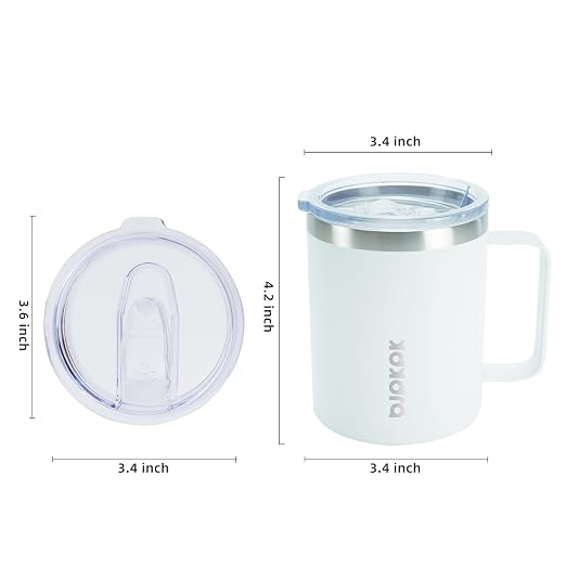 BJPKPK 2PCS Insulated Coffee Mug with Lid, 14oz Stainless Steel Tumbler | Travel Coffee Mug with Handle, Vacuum Insulated Tumbler Cup for Camping, Office, Home, BPA Free Lid, Hot & Cold - Image 3