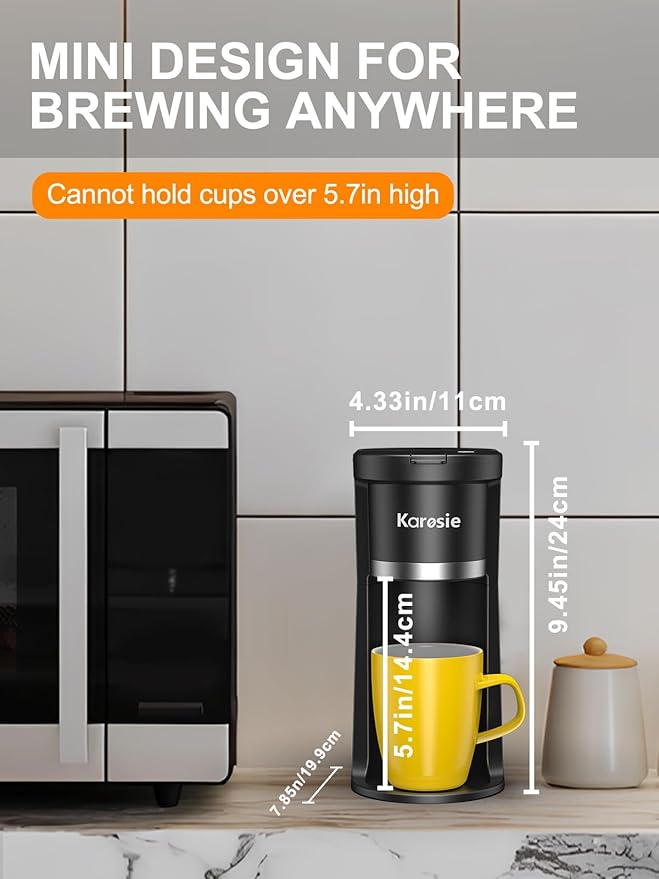 Small Single Serve Coffee Maker, Fast Brew for Pods & Ground Coffee, 6-12 Oz Brew Sizes, One-Button Single Cup Coffee Maker, Coffee Machine with Descaling Reminder,Black - Image 6
