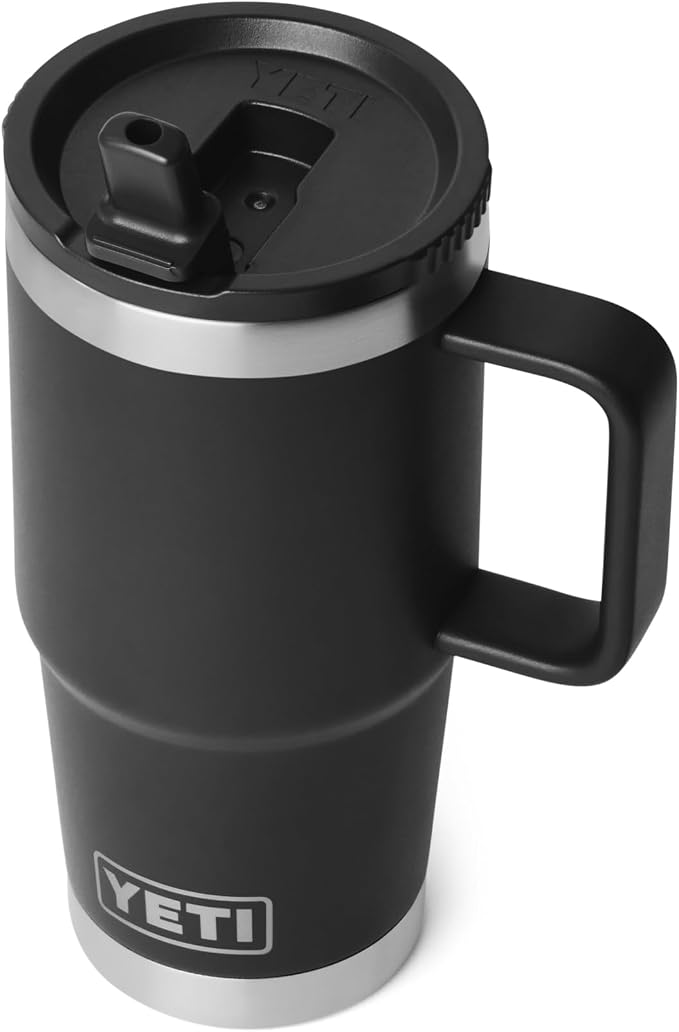 YETI Rambler 20 oz Travel Mug with Flip Straw Lid – Stainless Steel, Vacuum Insulated, Leakproof, Cup Holder Friendly, Black - Image 7