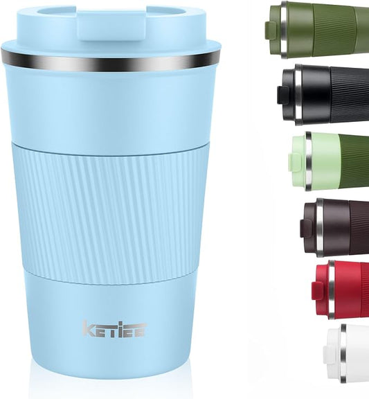 KETIEE Travel Coffee Mug 12oz: Insulated Coffee Cup with Leakproof Lid, Coffee Tumbler, Reusable Coffee Cups with Seal Lid, Vacuum Stainless Steel Coffee Mug to Go for Hot/Iced Water Tea by KETIEE