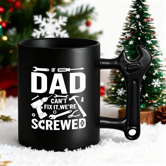 LOZACHE Funny Coffee Mug with Wrench Handle for Dad, Novelty Fathers Day Dad Christmas Birthday Gifts for Men Grandpa Uncle Husband Brother Mechanic - Image 4