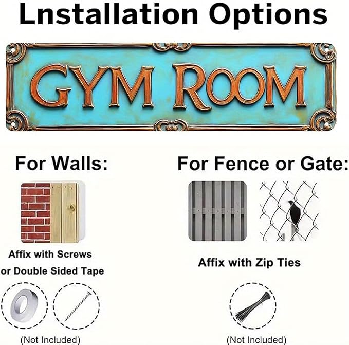 Kexle Vintage Metal Wall Decor Sign 'GYM ROOM' - 4 x 16 inches, Tin, Retro Style, Bar Sign, Funny Man Cave Decor - Image 5