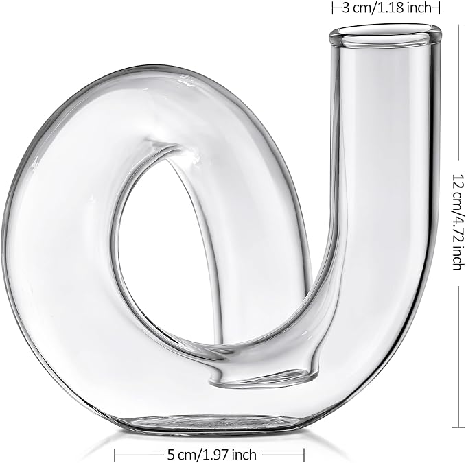 Joeyan Handmade Small Glass Flower Vase,Decorative Geometric Glass Bud Vase for Modern Home Centerpieces Living Room Office,4.72" Abstract Clear Vase for Single Flower and Dry Flowers - Image 3
