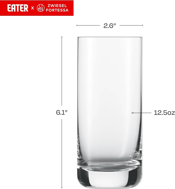 Eater x Zwiesel Fortessa Cappello Crystal Glass, 12.5 Ounce Iced Beverage (Set of 6), Clear - Image 2