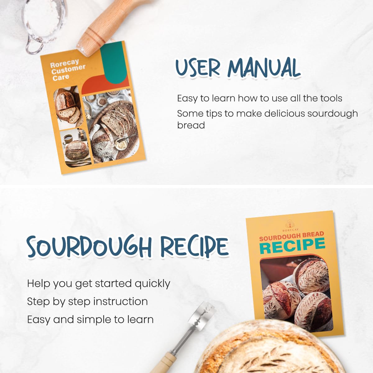 Complete Sourdough Bread Baking Kit with Banneton Basket & Starter Jar