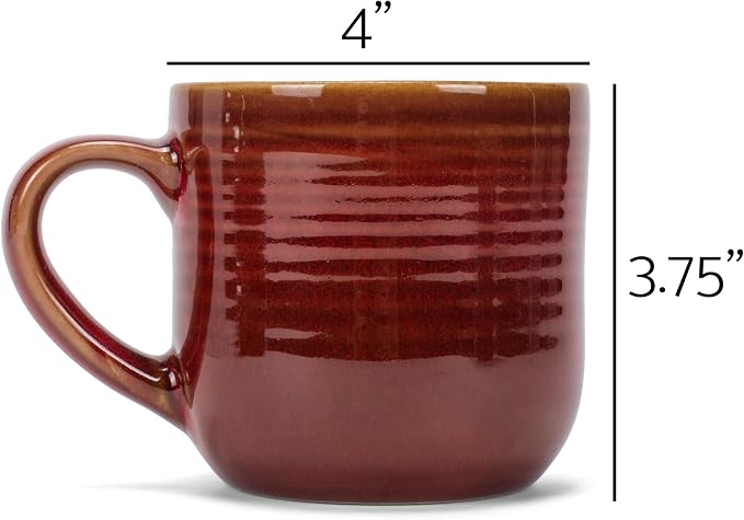 Elanze Designs Glossy Reactive Glaze Large 17 Fluid Ounce Everyday Kitchen Food Grade Ceramic Stoneware Coffee Mug Cup with Comfort Curved Handles, Set of 4, Burnt Auburn Red - Image 5