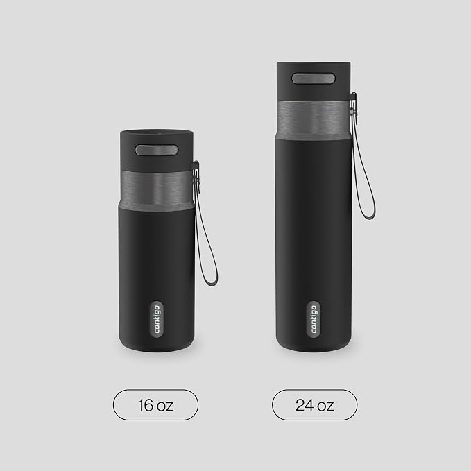 Contigo AutoSeal 16 oz Stainless Steel Vacuum-Insulated Water Bottle with Leakproof Push-Button Spout & Lock, Carry Strap, BPA-Free & Lead-Free, Dishwasher Safe - Image 5