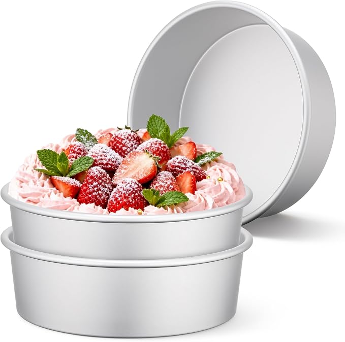 Beasea 10 Inch Cake Pans Set of 3, Large Aluminum Alloy Round Cake Pans for Baking, Layered Cakes Tin Mold for Wedding Birthday Party - Fixed Bottom by Beasea