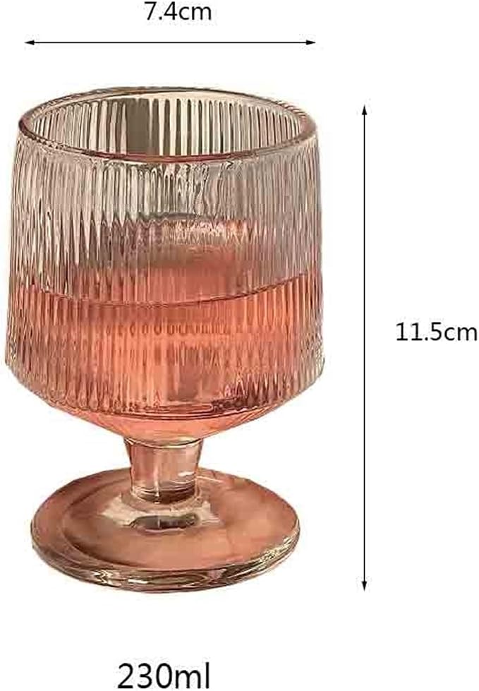 Water Glasses Vertical Stripe Short Stem Glass, 8 Oz Clear Ribbed Glassware for Home Kitchen - Image 2