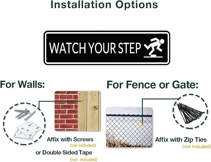 KONEDMIX Metal Tin Sign Watch Your Step Sign Wall Plaque Street Road Signs | Pub Shed Bar Man Cave Outdoor Indoor 4X16inches - Image 4
