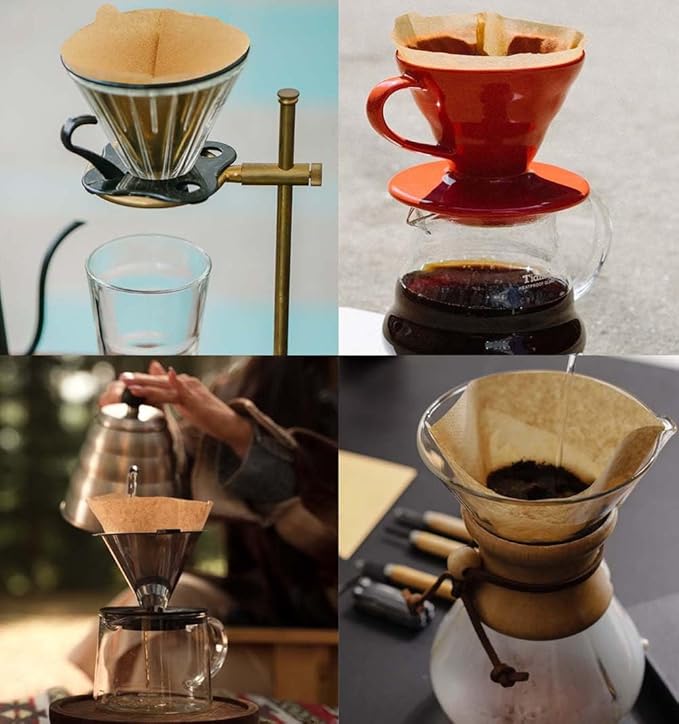 Cone Coffee Filters Size 02, 200 Count 1-4 Cups Unbleached V02 Disposable Coffee Filter Paper, Compatible with Conical Shaped Pour Over Coffee Dripper and Drip Coffee Maker